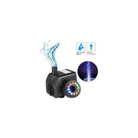 Pompe submersible à lumière colorée, 8W 220V pompe submersible avec 12 LED couleur pour fontaine, piscine, jardin, aquarium (1/5)