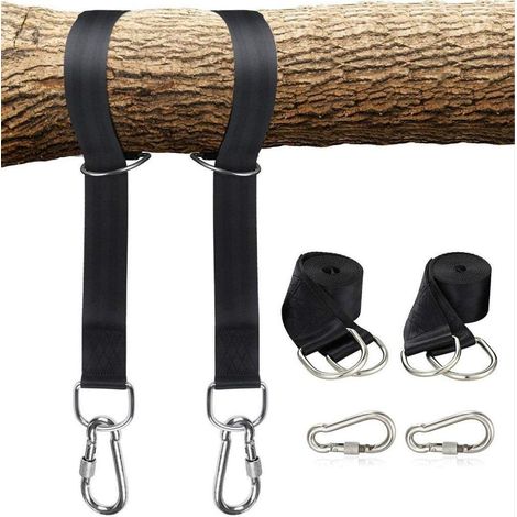 Crochet à mousqueton pour barre de porte,hamac Barre de traction/barre de gym Kit de suspension pour hamac suspendu,fauteuil de bébé et patio Balancelle (Noir 1505cm)