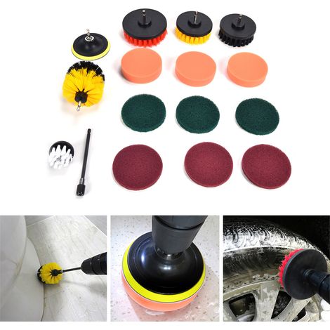 Bohrmaschinenbürsten-Set – 16-teiliges Reinigungsset mit Schwämmen und Pads zur Wand-, Boden- und Staubentfernung (1/5)