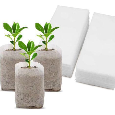 Lot de 200 Sacs Non Tissés pour Pépinière,Semis en Tissu Conteneur Pochette De Plantes,Sacs De Pépinière Non Tissés pour Semis (1/4)