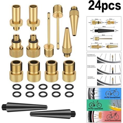 24 pièces / ensemble de valve de vélo SV AV DV adaptateur vélo à voiture valve joint anneau vélo pompe adaptateur vélo pneu pompe ad-Ywey (1/5)