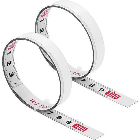 ULTECHNOVO Lot de 2 rubans à mesurer auto-adhésifs de 1 m, échelle métrique, ruban pour rails d'onglet, pour la mesure du travail du bois (de gauche à droite)-Colorful