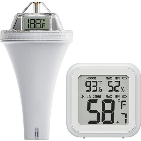 Thermomètre Flottant sans Fil pour Piscine avec Triple Écrans LCD Moniteur de Température de l'Eau Extérieure pour Piscine, Aquarium, Étang (1/5)