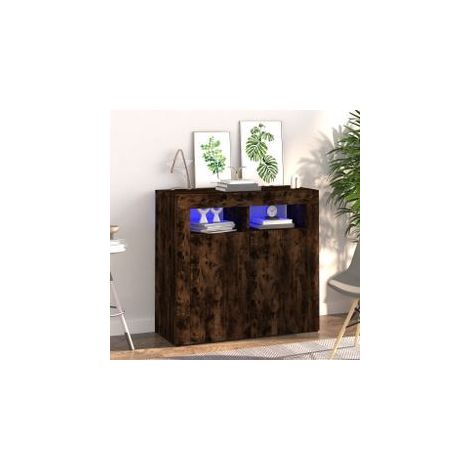 Buffet avec lumières LED chêne fumé 80x35x75 (1/5)