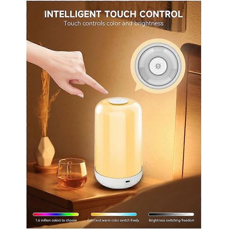 Veilleuse de chevet mère-bébé avec éclairage intelligent sans fil, variation de couleur et batterie rechargeable de 3600 mA, fonction musicale tactile. (1/5)