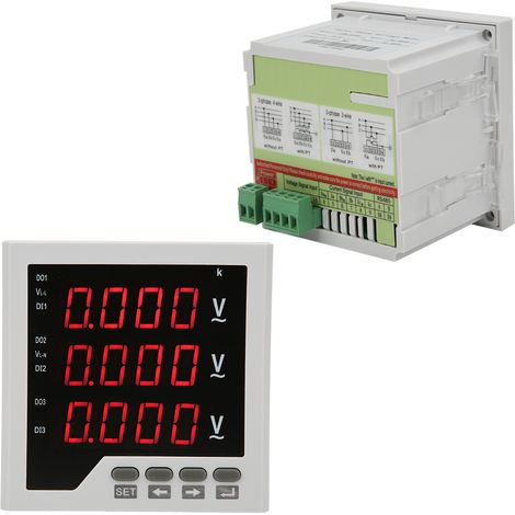 Voltmètre triphasé DTM-AV96 avec affichage numérique LED programmable, 450 V CA (1/5)