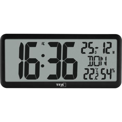 TFA Dostmann 60.4525.01 Radiocontrollato Orologio da parete 356 mm x 161 mm x 27 mm Nero Display grande (1/5)