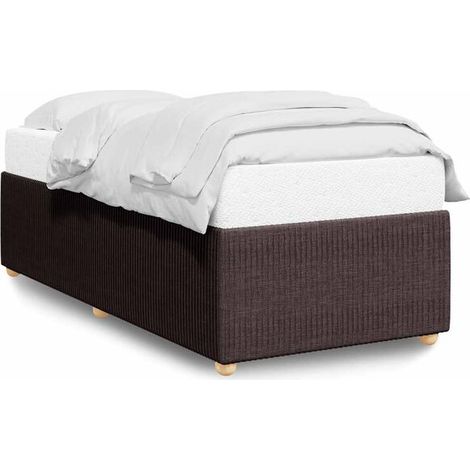 Cadre de lit en tissu marron foncé (matelas non inclus), dimensions 80 x 200 cm (1/5)