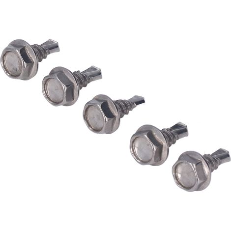 Vis autoforeuses hexagonales à rondelle inox 4,8x13mm, lot de 50 pièces, kit de fixation acier inoxydable. (1/5)