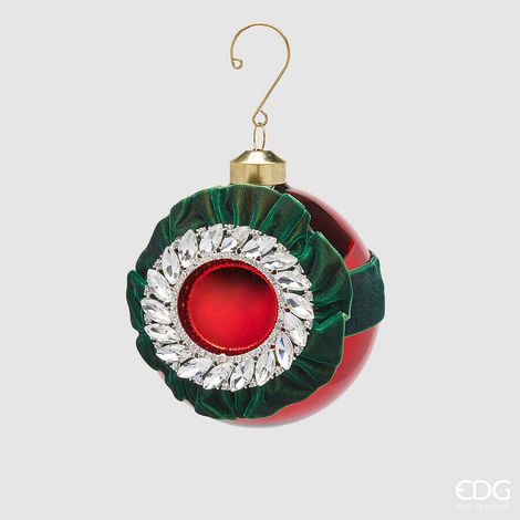 EDG Enzo De Gasperi Pallina di Natale con Strass Ø10 cm Rossa – Addobbo per Albero di Natale (1/2)