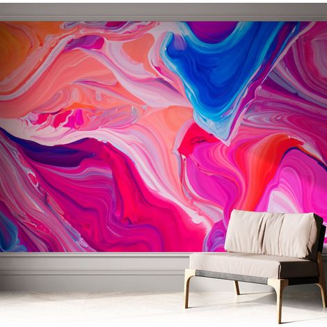 Fototapete Selbstklebend - Wanddekoration - Wandfolie - 3D Tapete Wand - Wohnungsdeko Fließende Wellen 312x219 cm (1/5)