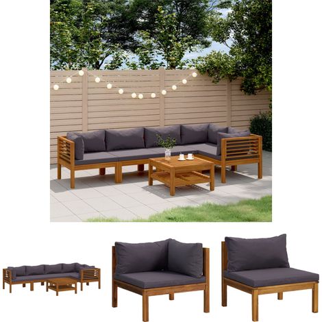 6-tlg. Gartenmöbel Set Sitzgruppe Essgruppe mit Auflage Massivholz Akazie DE39493 (1/5)