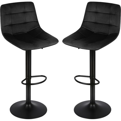 Haloyo® Lot de 2 Chaises de Bar, Chaises Hautes, Hauteur Réglable, Strucutre en Métal, Pivotant, noir (1/5)