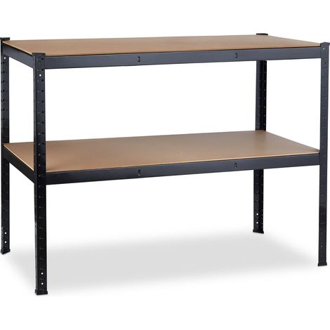Banco da lavoro fai da te 90 x 60 x 75 cm regolabile pratico per officina stoccaggio attrezzi in acciaio grigio 130011206