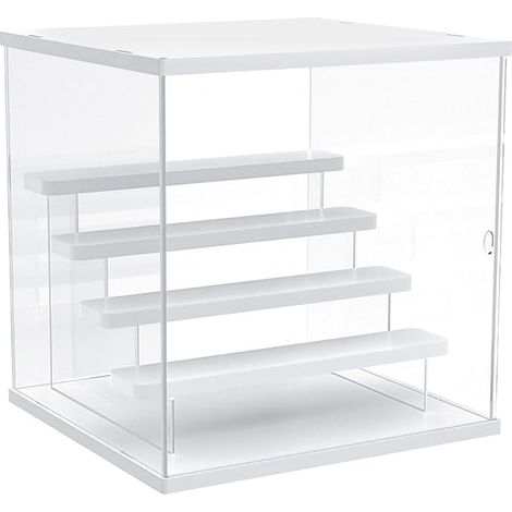 Vitrine Acrylique pour Collection, Etagere Figurine Vitrine avec Porte, Boite Plexiglas Transparente pour Miniature, Anti-poussière pour Le Stockage de la Collection d'objets, Blanc (1/4)