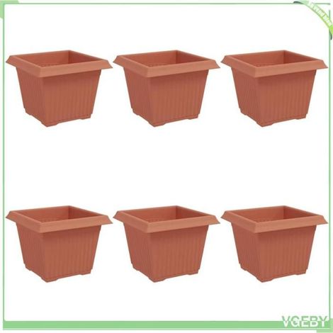 Pot de fleurs - FAFEICY - 42020329 - Carré - Rouge brique - 23 x 23 x 17,5 cm - Pack de 6 (1/5)