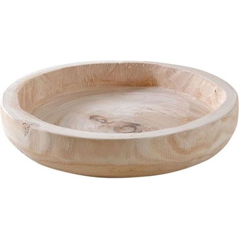 1 plateau rond en paulownia, diamètre 25 cm, hauteur 5 cm, dessous d'assiette élégant pour salle à manger ou cuisine