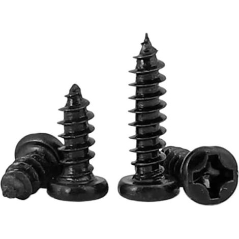 100 vis à tôle M2 M2.3 Longueur 3-20 mm Acier noir Petite tête ronde cruciforme Phillips (8 x