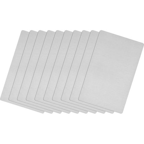 10 pièces de cartes métalliques 66x45x0.4mm, carte métallique argentée, plaque en acier inoxydable, (1/5)