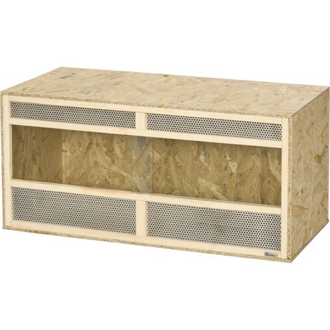 Terrarium aus OSB-Holz für Reptilien, mit Glasschiebefenster, 100 x 47 x 47 cm, naturbelassen