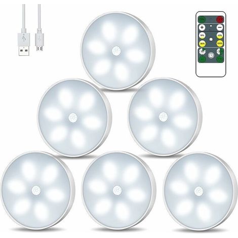 LED Closet Night Light. USB Rechargeable 6-Pack Wireless Night Lights with Touch Control and Remote Control, Adjustable Brightness, Powered Wardrobe Light (1/5)