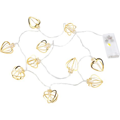 Guirlande lumineuse en métal ajouré en forme de cœur, 10 LED, pour décorer une chambre, une fête de Noël ou un mariage. (1/5)