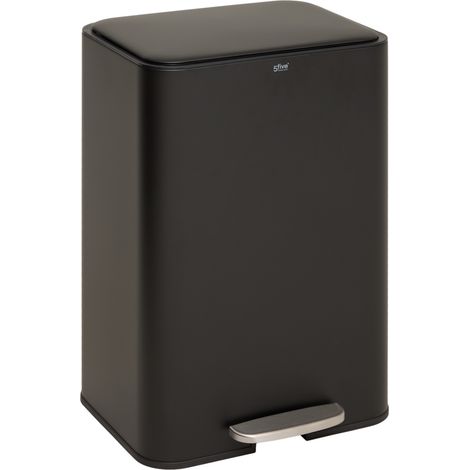 Poubelle rectangulaire à pédale delta 50l noir - 5five (1/5)