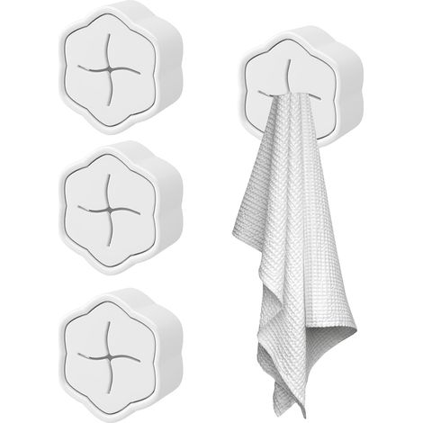 Porte Torchon Autocollant 4 Pièces Accroche Torchon Cuisine Sans Percage ABS Porte Torchon Cuisine Accroche Serviette Salle de Bain Clips (1/5)