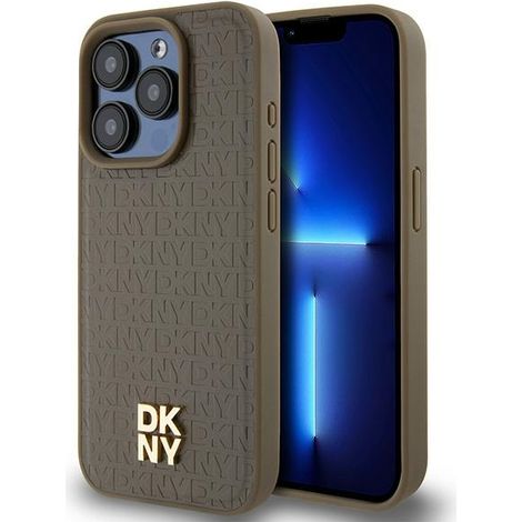 Dkny DKHMP15XPSHRPSW iPhone 15 Pro Max 6,7" braun/braun Hartschalenetui mit Ledermuster, Metalllogo und MagSafe (1/5)