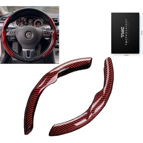 Set di 2 coprivolante in fibra di carbonio con dimensioni di 29 x 3,5 x 3 cm, facili da installare, deodoranti per auto, fibra rosso lucido (1/5)