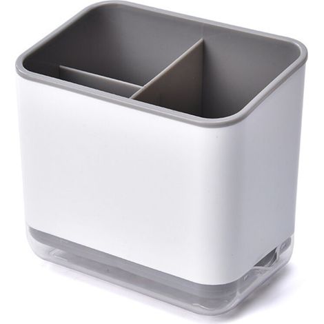 Porte-couverts, égouttoir à couverts avec couvercle, bac à couverts multifonction avec 3 fentes d'égouttage, porte-baguettes (gris) (1/4)