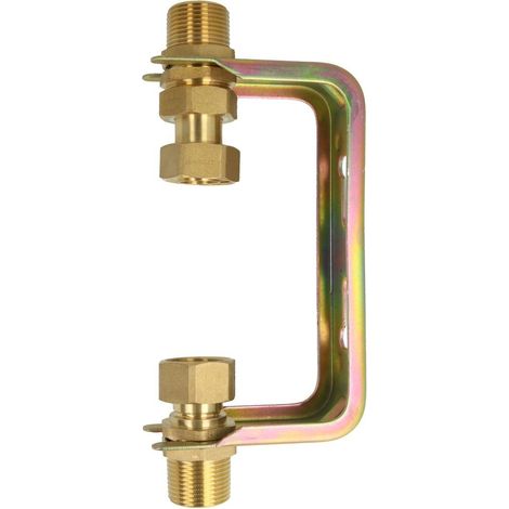 Wasserzähler-einbaubügel, mit Steigrohr, mit Verschraubung, starr, mit Dauerdurchfluss Q3=4m^3/h, 1" x 1", verzinkt
