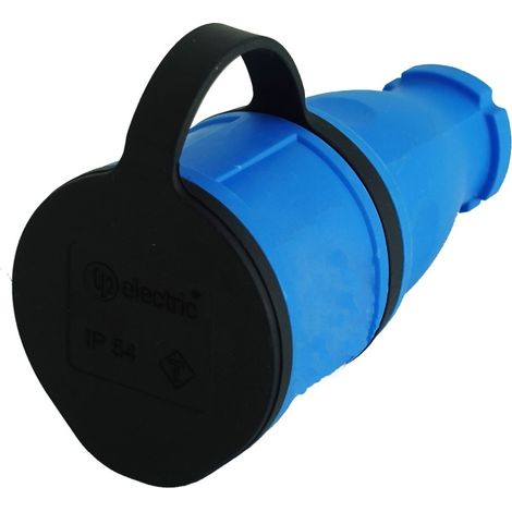 Presa di corrente portatile dritta in gomma 16A 230V blu ermetica Schuko (1/5)