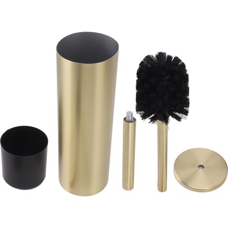 Kit de Brosse de Toilettes en Acier Inoxydable Doré avec Support Cylindrique pour Salle de Bain (1/5)