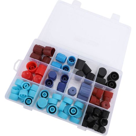Bouchons de climatisation de voiture R134a R12, 77 pièces, système de Service de climatisation, Port de charge, noyau de Valve latérale haute et basse, ensemble de bouchons anti-poussière (1/5)