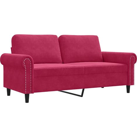 Divano a 2 Posti Sofa Rosso Vino 140 cm in Velluto (1/5)
