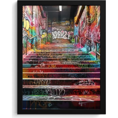 PÓSTER ENMARCADO Escaleras - Graffiti - Colores - Arte Decorativos de Salon 30x40 (1/5)
