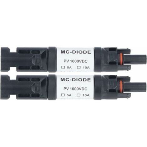 2er-Set PV-Solarstecker 1000 V mit integrierter Rücklaufdiode, IP68 wasserdicht, für den Anschluss von Solarmodulen (20A)