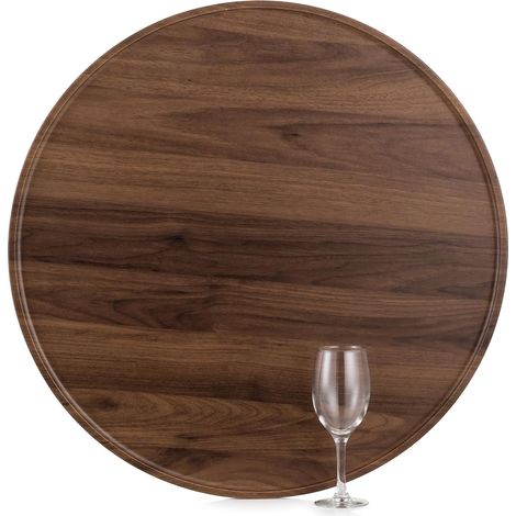 Decorative Wood Tray Large XXL Round Serving Trays Decor for Coffee Table Walnut Veneer Chic Modern Deco Tray for Ottoman Kitchen, 56 cm (1/5)