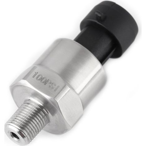 1/8" NPT Transducteur de Pression en Acier Inoxydable avec Câble, Capteur de Émetteur Transducteur de Pression pour Eau Air Gaz Carburant Pétrole Huile, DC 5V (100 psi) (1/5)