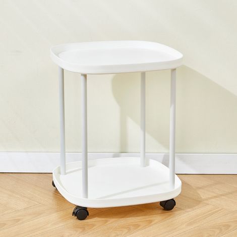 Minimalistischer und moderner Beistelltisch für das Sofa, mit Eisengestell, abnehmbarem, leichtem und luxuriösem Ablagefach, weiß. (1/5)