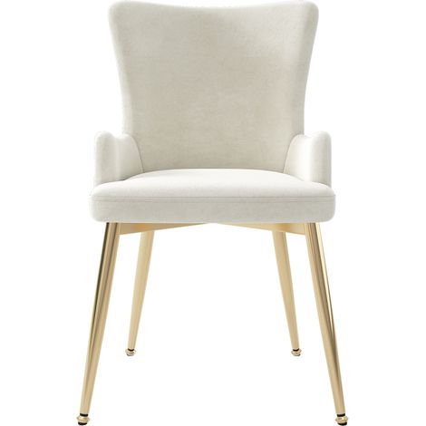 Set di 2 sedie da pranzo in velluto beige con gambe in metallo dorato MODENUIT (1/5)