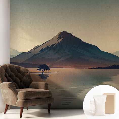 Tapete Vliestapete mit Kleber modern Wohnzimmer - Wanddeko Schlafzimmer - Tapete mit Motiv Berglandschaft 250x250 cm (1/5)