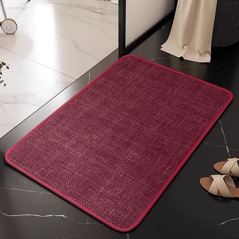 HSS-Tapis de sol antidérapant en lin, tapis de bain absorbant, tapis en lin épais, tapis de porte de toilettes - 50 x 80 cm