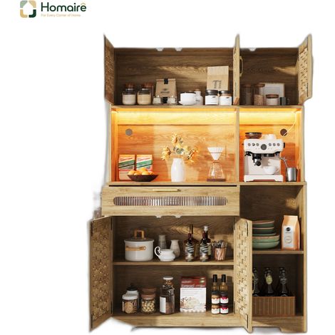 Buffet en métal naturel avec rangement et port USB 120 x 40 x 180 cm HOMAIRE (1/5)