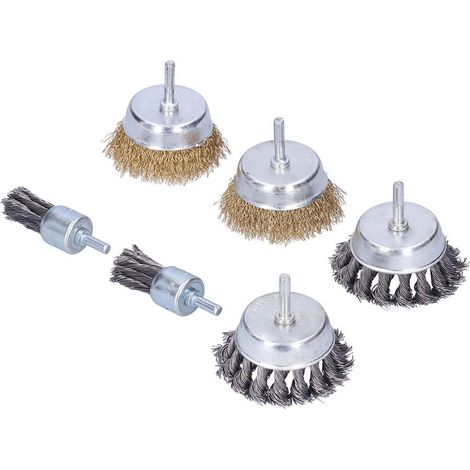 Lot de 6 brosses métalliques torsadées pour ébavurage, meulage et élimination de la rouille, accessoire pour perceuse