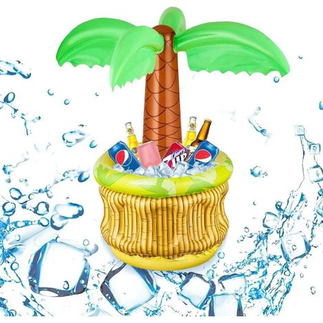 Seau à glace gonflable en forme de cocotier - Glacière pour piscine et boissons, récipient en PVC pour fêtes de plage, lot de 1 (1/4)
