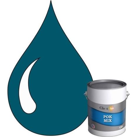 Peinture d'Accroche et Finition 2 en 1 - POK - POK MIX - Acrylique Satinée - RAL 5009 - 1L (1/4)