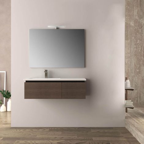 Mobile da bagno 100 cm rovere scuro Mono Slide finitura soft (1/4)