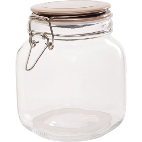 Premier Housewares Square Glass Jar With Champagne Lid - 1050Ml (1/5)